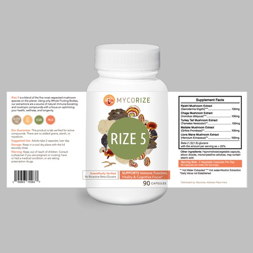 Mushroom Supplement Label Needed! Clean & Modern with a creative flare! Design by ag16