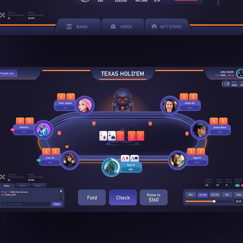 Blockchain Poker Dapp UI Design Diseño de Dennis On.Off