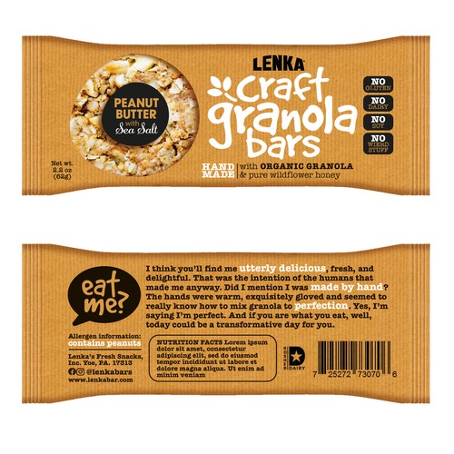 Craft Granola Bar Packaging for Millennials Design by Chris De Lisen