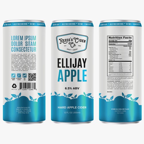 modern Hard apple cider can label Design réalisé par milten