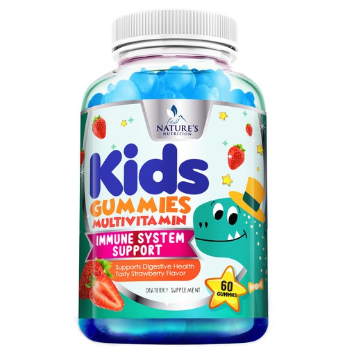 Tasty Kids Multivitamin Gummies Product Label for Nature's Nutrition Design by agooshe