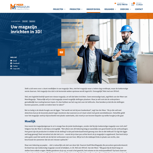 Creative website templates for a leading pallet racks company_ Meermagazijn Design by ChickenDinner