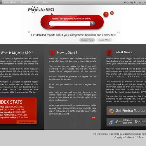 New Web Design for MajesticSEO Réalisé par Alitimate