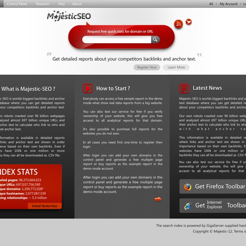 New Web Design for MajesticSEO デザイン by Alitimate