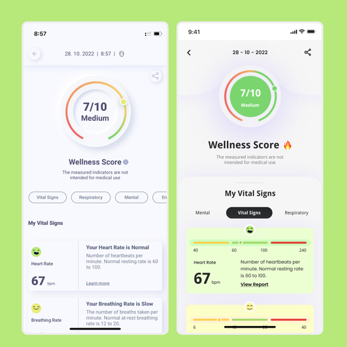 Wellness "vital signs" app - redesign Design by Ali_Hassan11