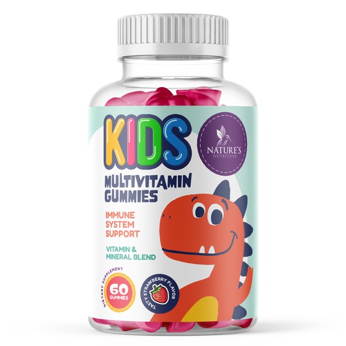 Tasty Kids Multivitamin Gummies Product Label for Nature's Nutrition Design by gs-designs