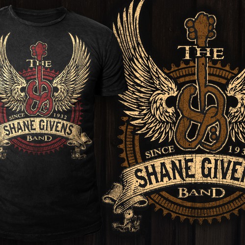 create a t-shirt design for an emerging country rock/southern rock band Design by *DCLA*
