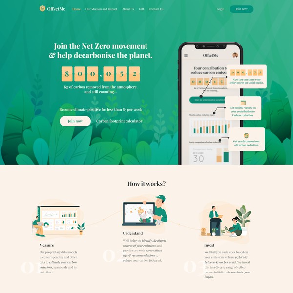 Web design for emission tracking website.