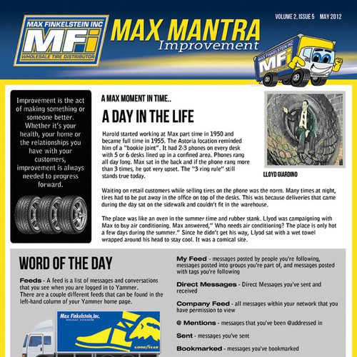 Newsletter Layout for Max Finkelstein Inc Design by ROCKVIZION GRAPHICS