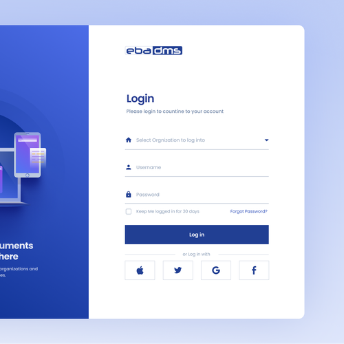 Design Design a login page for our document management system - EBA DMS di REAXUR™