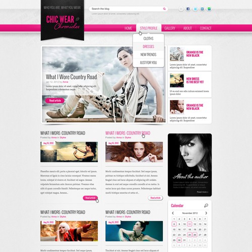 Fashion journalism blog design ($650) Design by Stefan C. Asafti