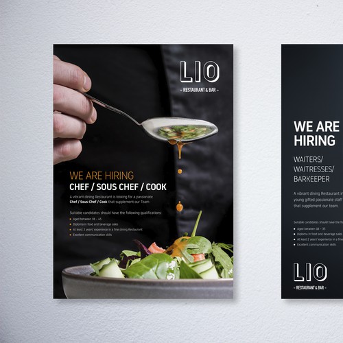 Job recruitment Poster for modern Premium Restaurant Design by NJ-ARTS’ STUDIO