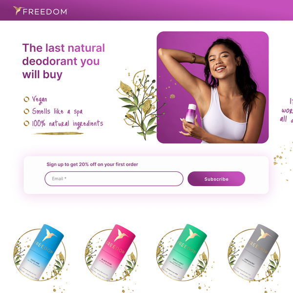Landing Page Design - Freedom Deodorant