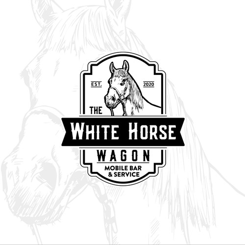 Logo For Mobile Bar (converted horse trailer) called The White Horse Wagon Design by Sava M- S Design