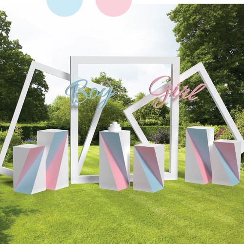 Create an elegant creative gender reveal backdrop prop Design by Iztok, Ivana (IZ+IV)