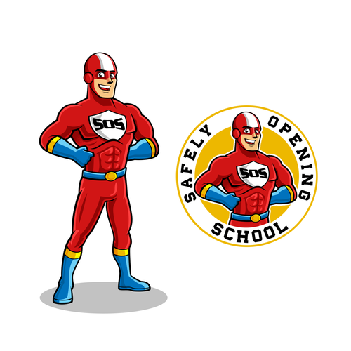 Logo for a group of Super Hero's working to get Kids back to school Design by Mouser®