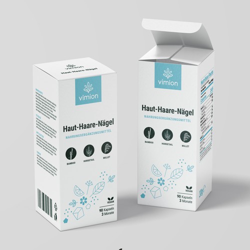 Packaging design for a German brand of high-quality food supplements Design by B i a