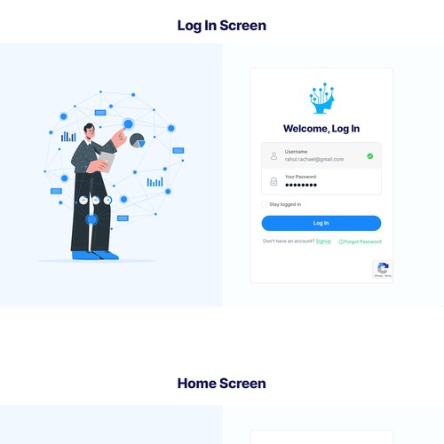 Please freely create the main (3) screens UI Design by ⚡️unbox.style⚡️