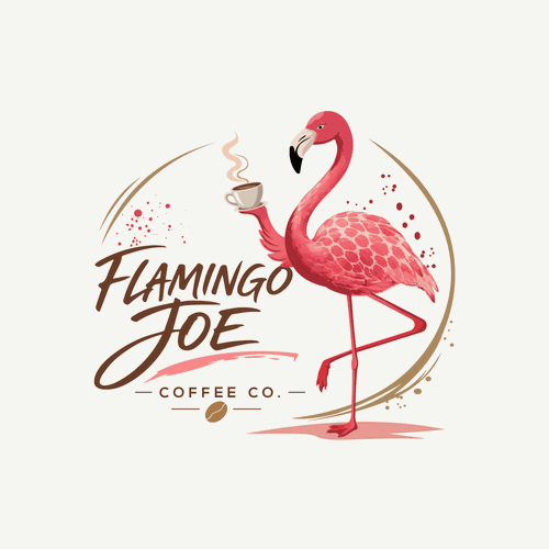 "Flamingo Joe Coffee company logo" winning Product label