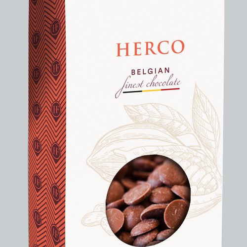 Bag and sticker design for finest Belgian chocolate chips (for baking/snacking) Design by Lau Verano