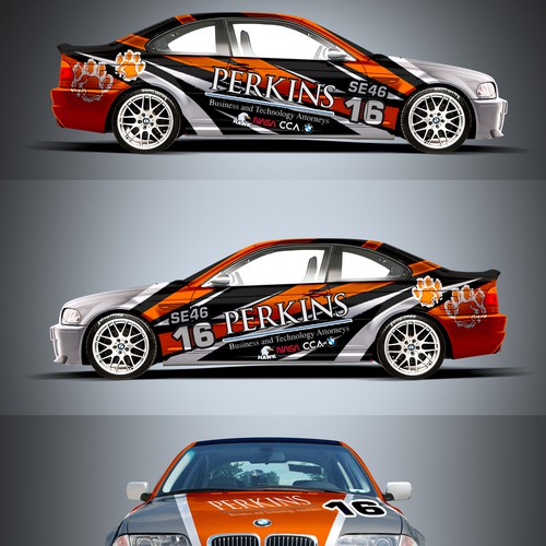 Perkins-Clemson e46 Race Car Wrap Design by Tanny Dew ❤︎