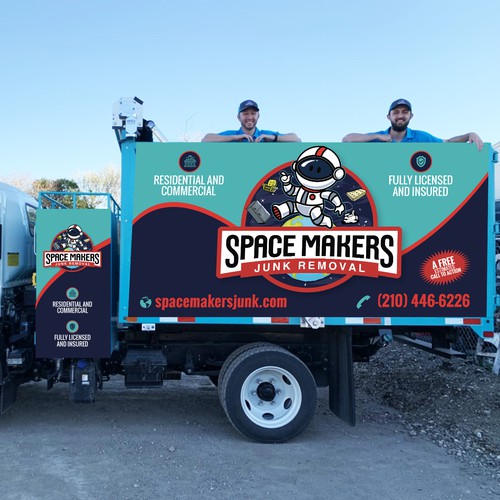 Fun and Catchy Junk Removal Service Truck Wrap - Space Theme Design by GrApHiC cReAtIoN™