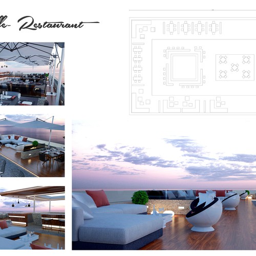 Design di 3d realistic interior designs for a rooftop terrace restaurant/lounge di denic.nikola