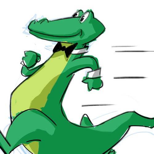 Friendly Running Alligator Cartoon Mascot Character or mascot contest