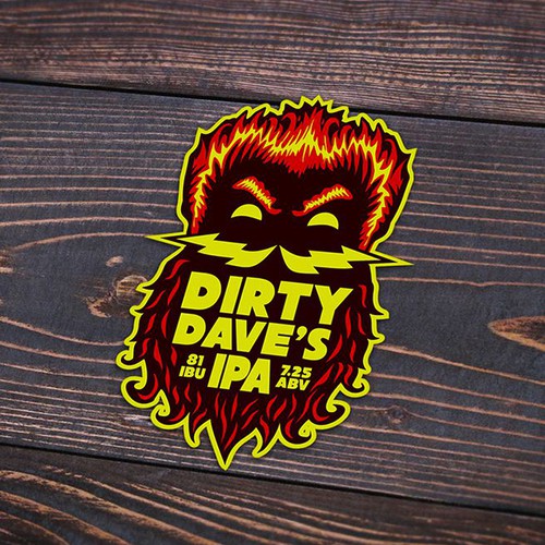 Cool and edgy craft beer logo for Dirty Dave's IPA (made by Bone Hook Brewing Co) デザイン by Wintrygrey