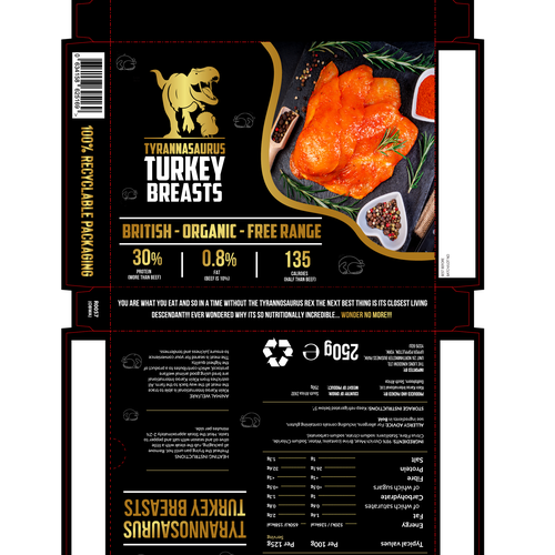 TYRANNOSAURUS TURKEY BREASTS - POWERFUL PACKAGING NEEDED! Design by axact