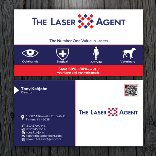 Create a modern, memorable business card for The Laser Agent! Design by ™SF_Design™