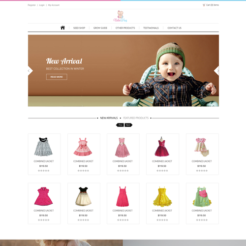 Landing page for Baby & Toddlar's  apparel collection Design by NS66