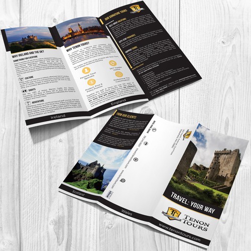 Create an inspiring travel brochure for an Ireland and UK tour operator! Design by tonaan