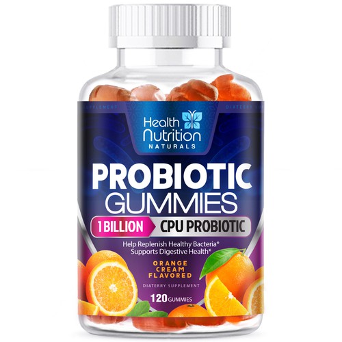 Healthy Probiotic Gummies Label needed for Health Nutrition Design réalisé par agooshe