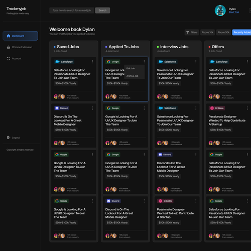 TrackMyJob (Job Tracker Web Application) Design by Filip Mravić