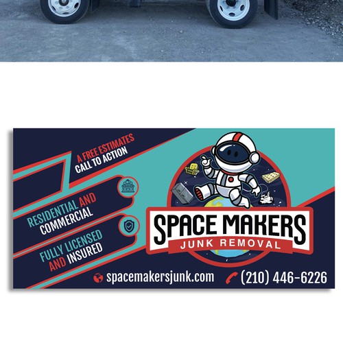 Design di Fun and Catchy Junk Removal Service Truck Wrap - Space Theme di GrApHiC cReAtIoN™