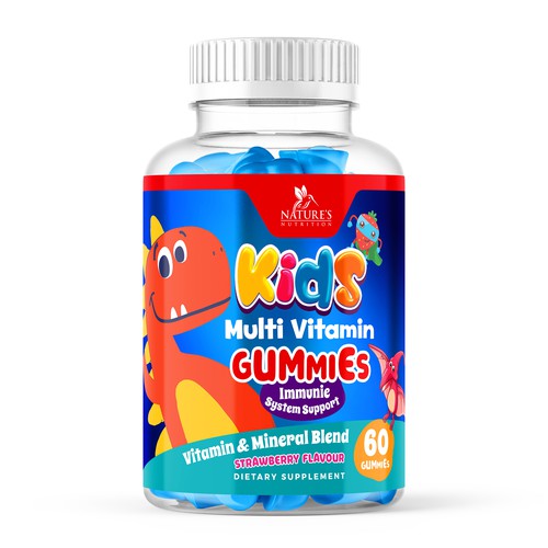 Tasty Kids Multivitamin Gummies Product Label for Nature's Nutrition Design by Designer_John