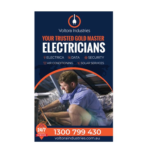 Voltora Industries Back Wall Banner Design by Sketch Media™