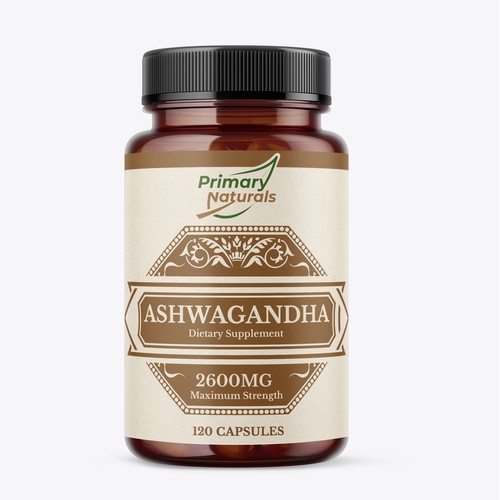 Primary Naturals Needs a Supplement Label Designed - Ashwagandha Design réalisé par khuramsmd