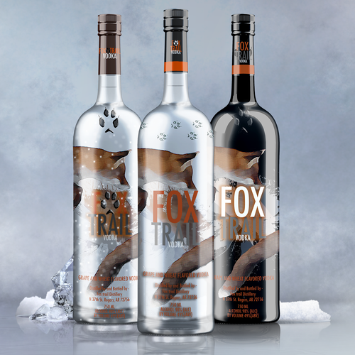 Create a vodka label for Fox Trail Distillery Diseño de Mental_Kemest