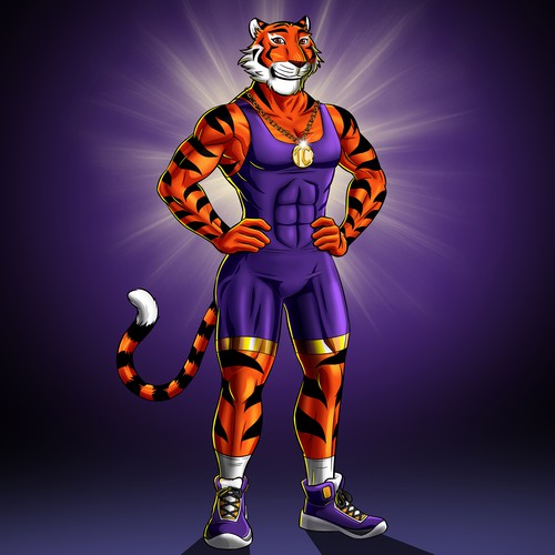 I need a Marvel comics style superhero tiger mascot. Design by MAKOTO OKADA