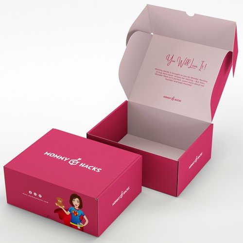 Design Mailer Box for Mommy Hacks Monthly Subscription Box Design by MMX