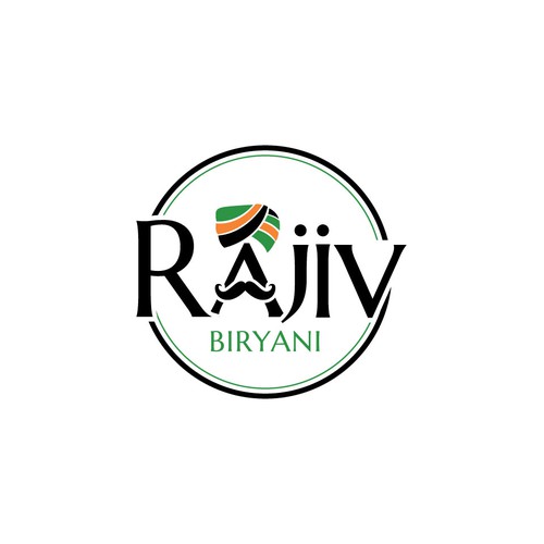 Indian Food Cloud Kitchen Logo Design, Rajiv Biryani Réalisé par Monk Brand Design