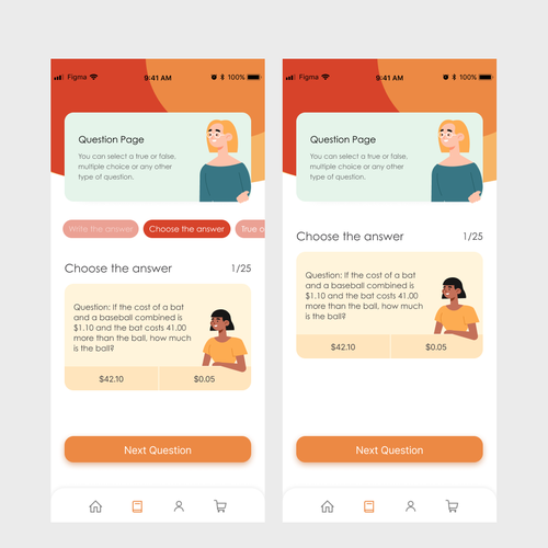 Design 2 screens for a Quiz App Design by AnastasiaPetrenko