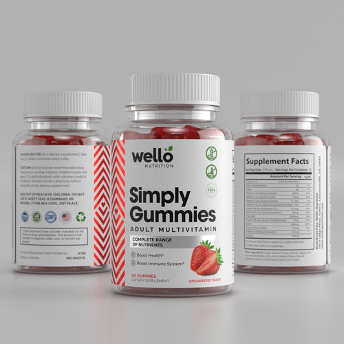 Multi vitamin gummies label design Design by Tamara.D