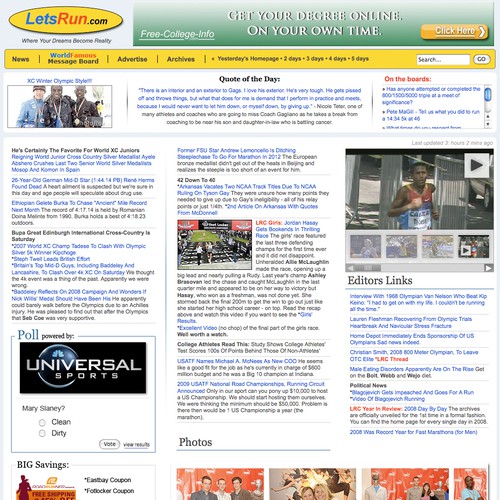 LetsRun.com Homepage Re-Design/Cleanup Diseño de eberswine