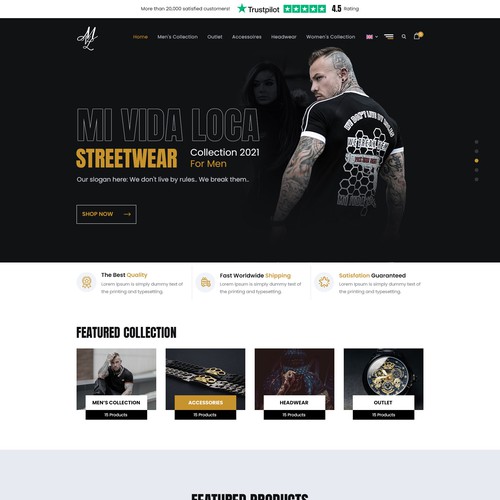 Mi vida loca Streetwear webdesign productpage and homepage Design by AKDCreative