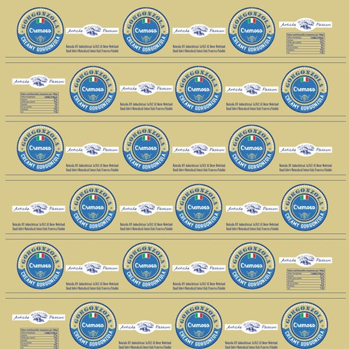 Design a product label set for an Italian Cheese Réalisé par valdo