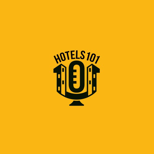 Create a logo for a podcast called - Hotels 101 - incorporate a hotel in the logo Design by Congrats!