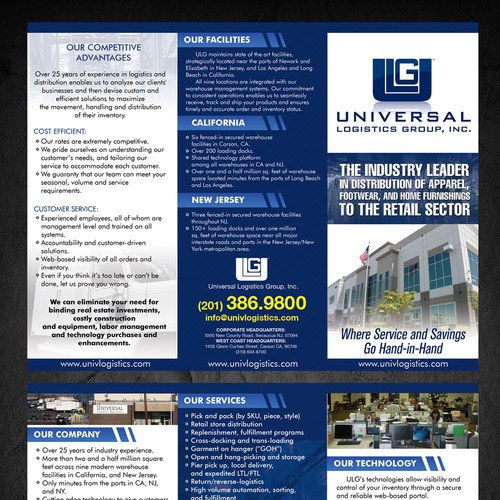 Create the next single-page advertising brochure for Universal Logistics Group Réalisé par sercor80